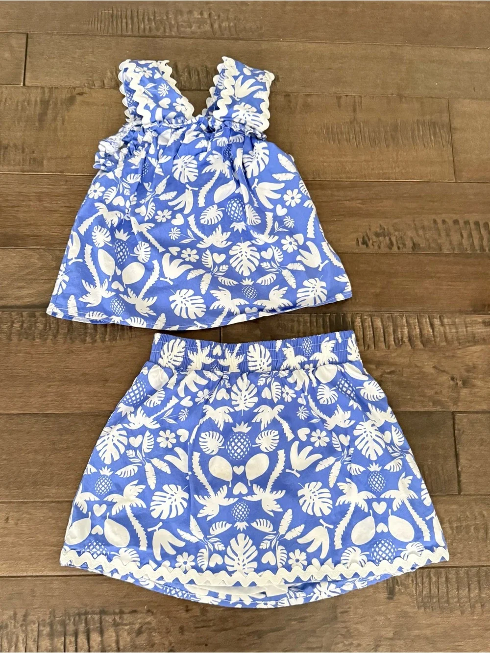 NEW Rachel Zoe Girls Two Piece Matching Outfit Set Top Skirt / Skort 6X Tropical